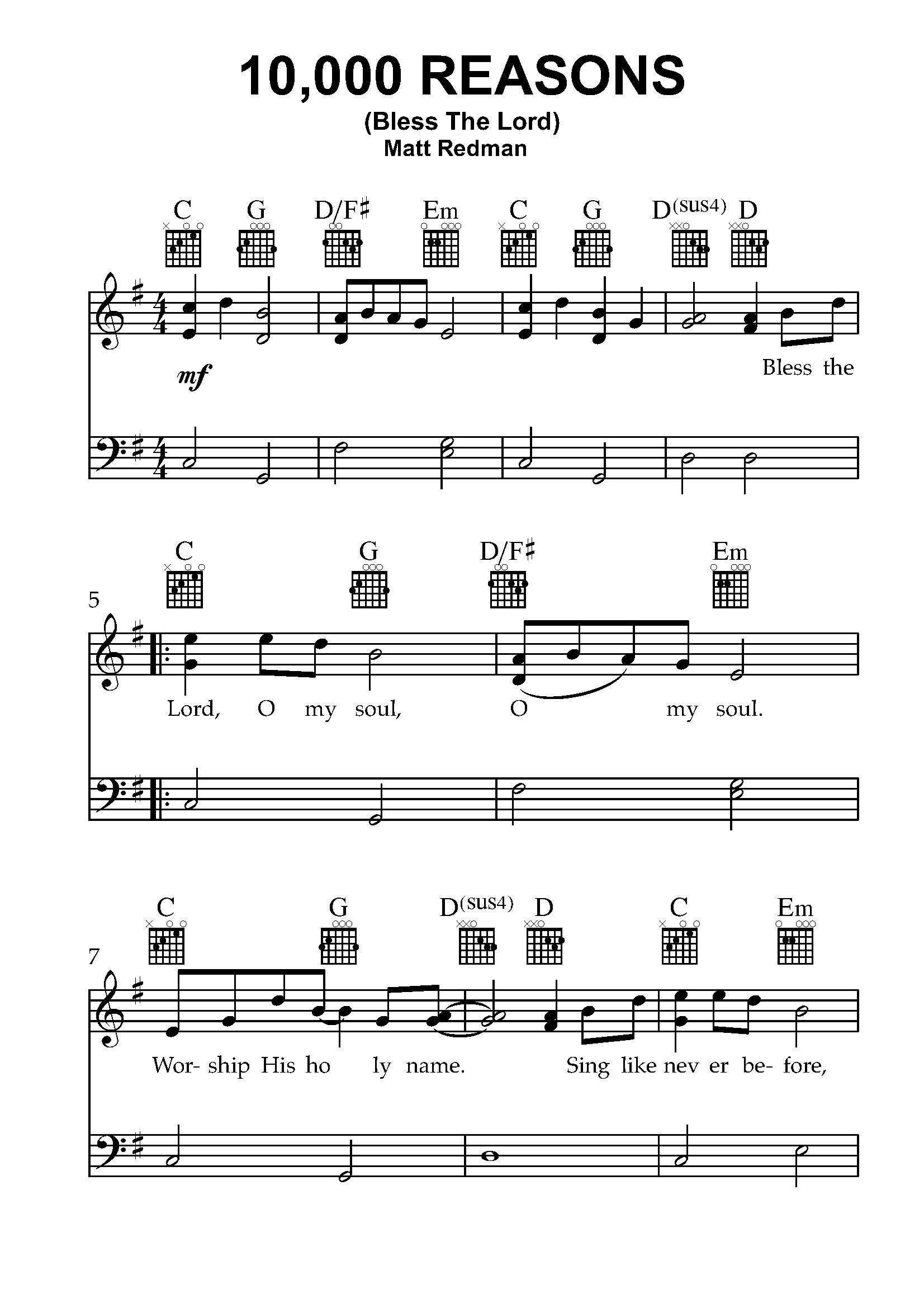 10000 Reasons Piano Sheet Music PDF