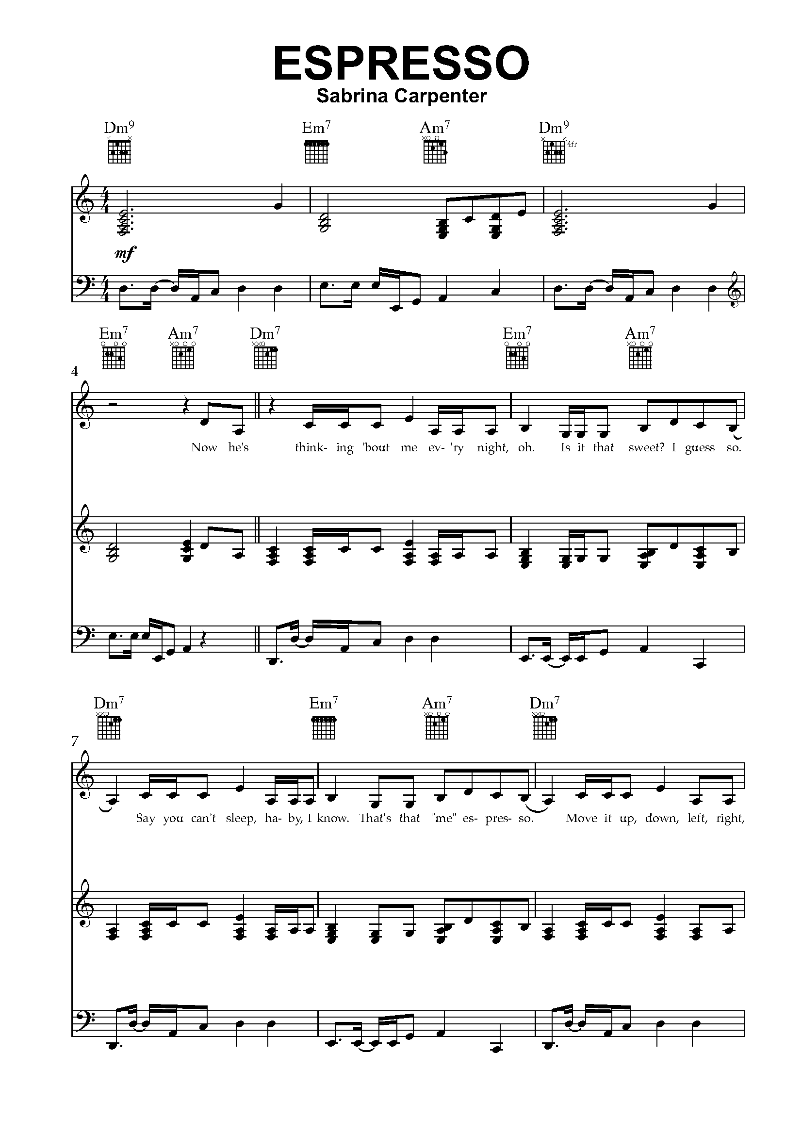 Espresso Piano Sheet Music PDF