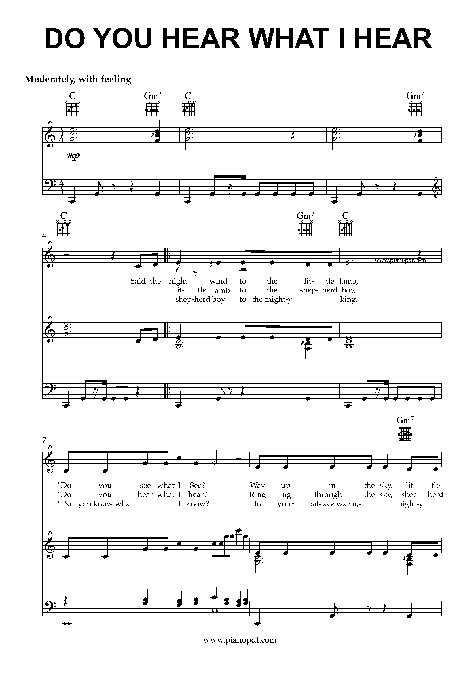 Do You Hear What I Hear Piano Sheet Music PDF