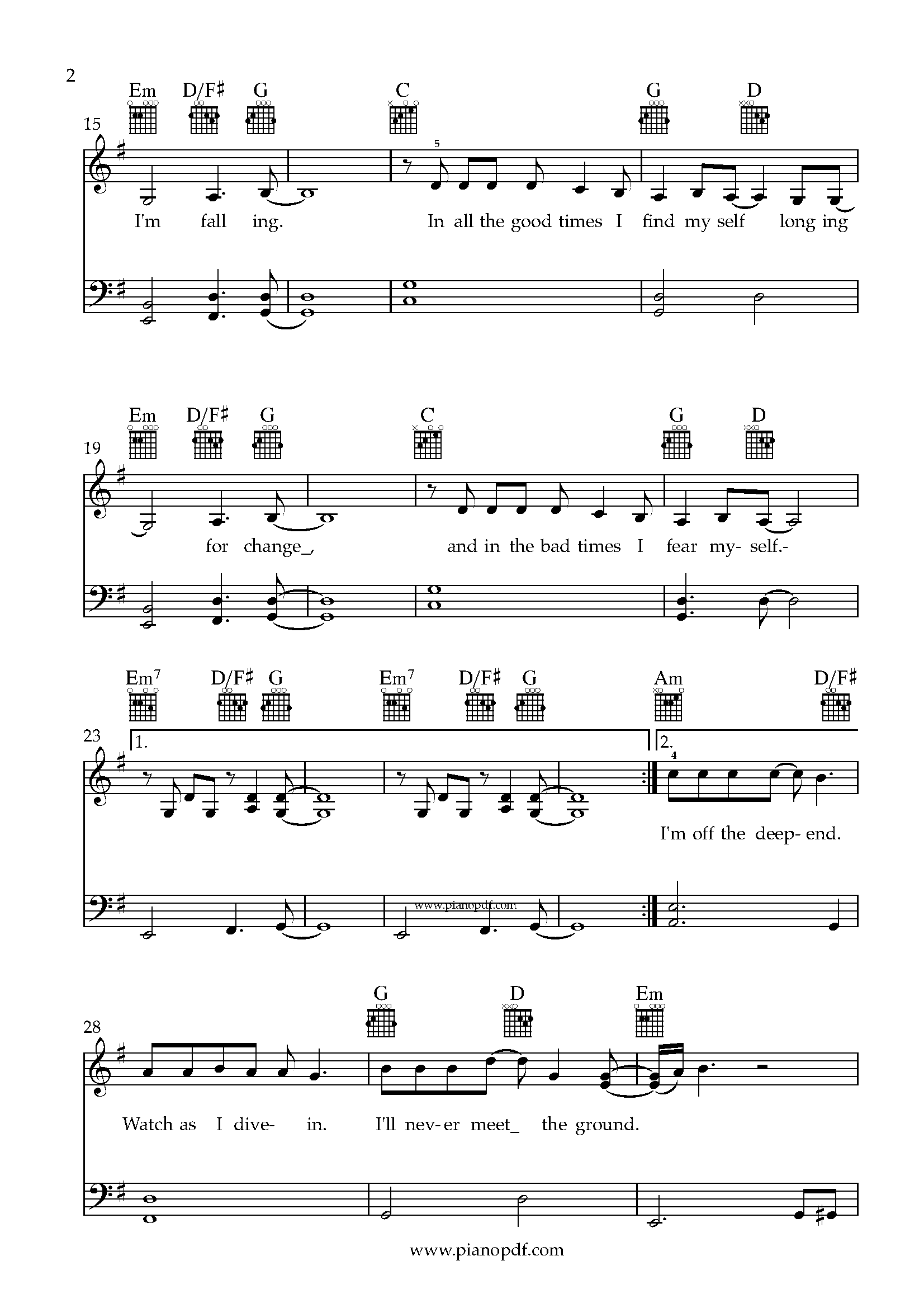 Shallow Piano Sheet Music PDF