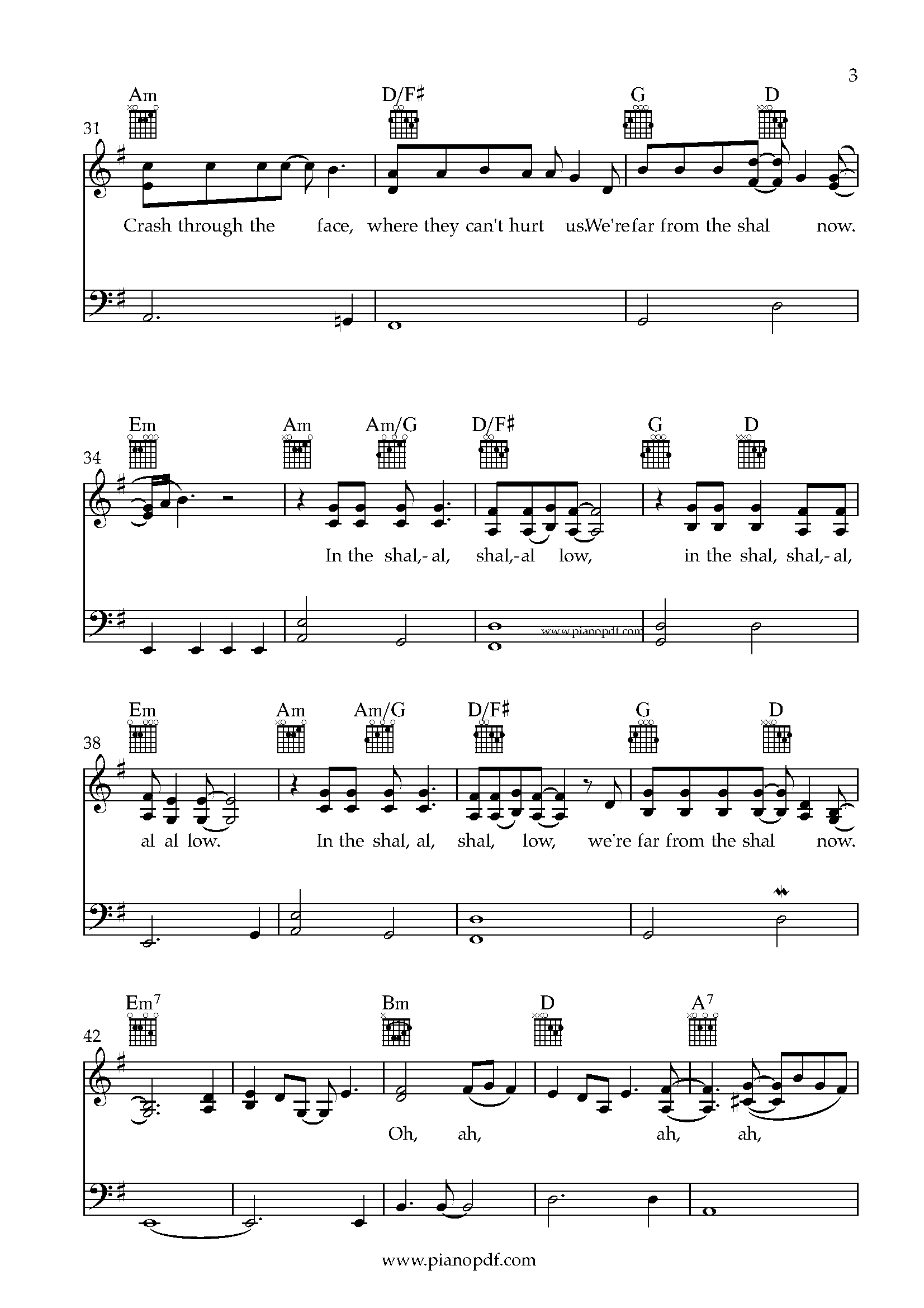 Shallow Piano Sheet Music PDF
