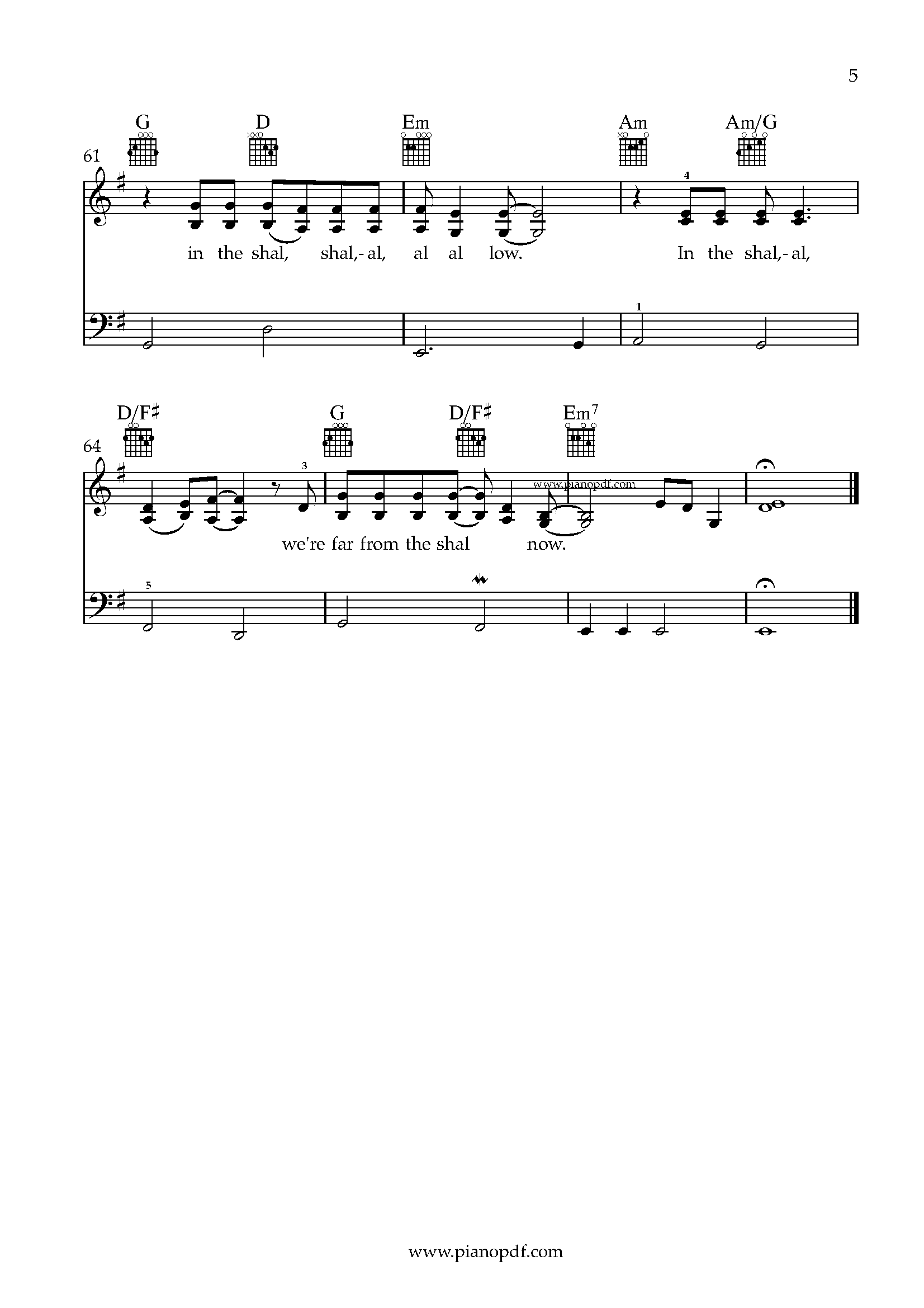 Shallow Piano Sheet Music PDF