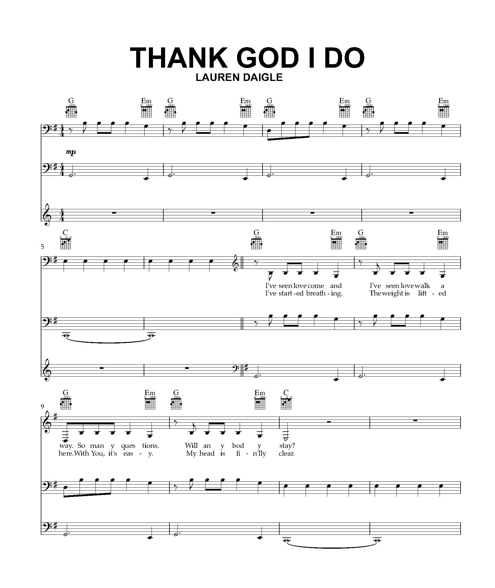 Thank God I Do Piano Sheet Music PDF