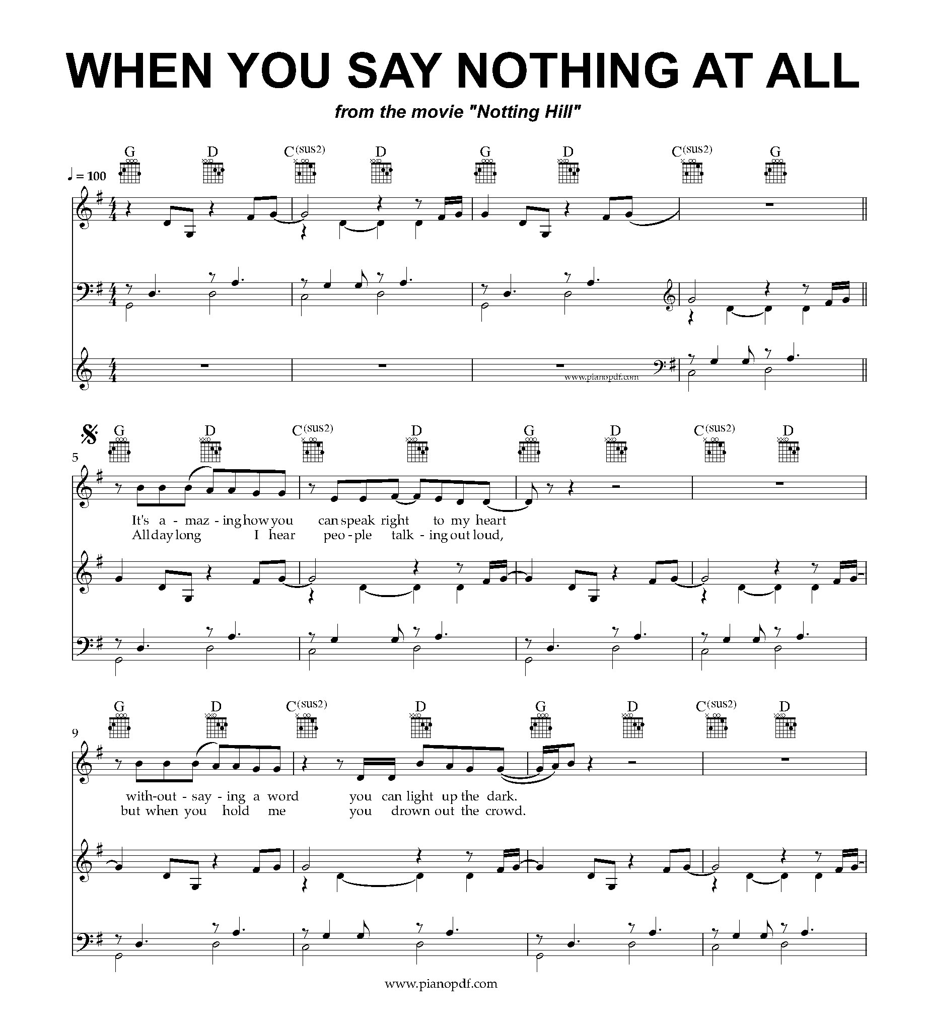 When You Say Nothing At All_PianoPDF_Page_1 When You Say Nothing At All Piano Sheet Music PDF
